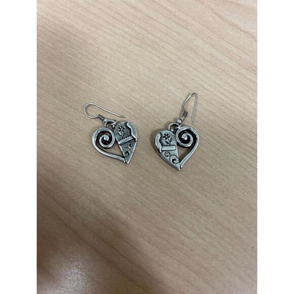 Brighton Pablo's Passion silver flower heart dangling earrings - Picture 2 of 4